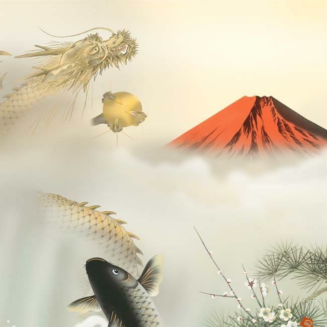 開運画（赤富士昇龍図）