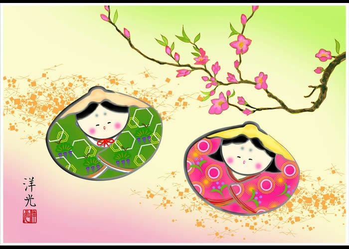 桃の節句額飾り【貝雛/G4-BO022】大サイズ48×39cm作家（井川洋光）[お雛様/ひなまつり/初節句/雛飾り/雛人形・ひな人形の代わりに/飾りも片付けも簡単]【送料無料】