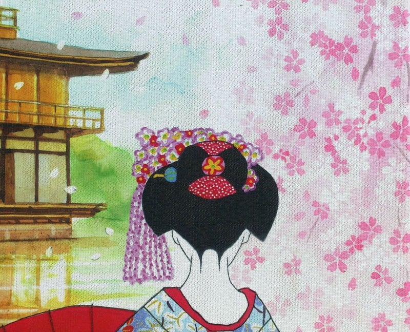 【和風のれん】浮世絵のれん舞妓桜金閣寺14269日本の伝統美をご提案♪【幅85cm×長さ150cm】この一枚で和風空間[和風暖簾/和柄暖簾/外国人土産/間仕切り/テレワーク背景/リモートワーク背景/オンライン宅飲み背景/ロングのれん]【あす楽対応】999291【ネコポス送料無料】