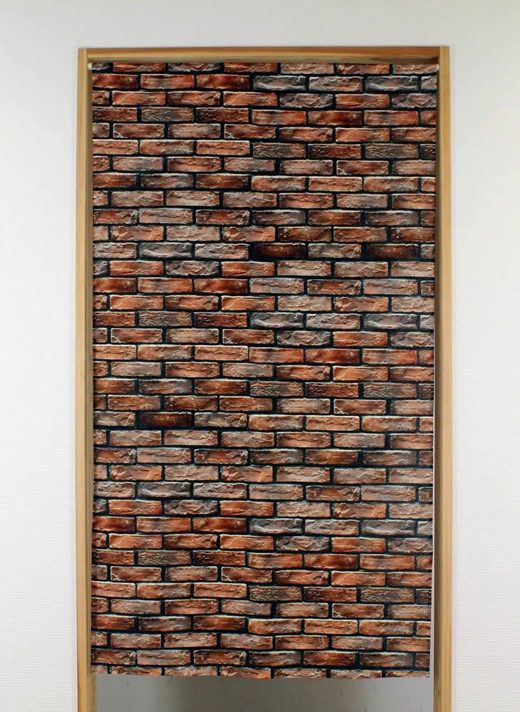 【タペストリー＆のれん】BRICKWALLレンガ壁【幅85cm×長さ150cm】14445暖簾[間仕切り/テレワーク/リモートワーク背景/オンライン宅飲み背景/ロングのれん]【あす楽対応】999870【ネコポス送料無料】