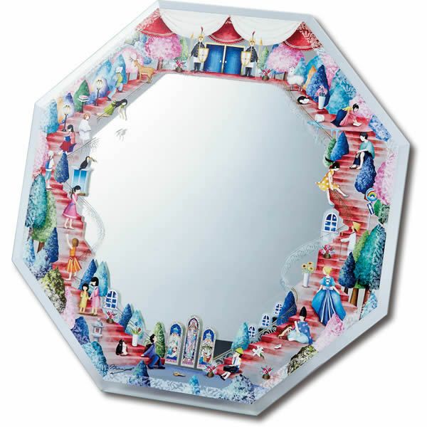 W240×H240mm壁掛け・卓上兼用NM-03502【八角ミラーアート／虹への階段／なかのまりの】Ｍサイズ風水八角形ミラー【八角鏡/八角形鏡玄関/開運鏡/風水鏡/八角形ミラー/風水ミラー/即納】[引越し祝い/プレゼント/ギフト]【あす楽対応_関東】【送料無料】91185